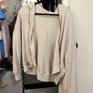 Waffle cropped zip up